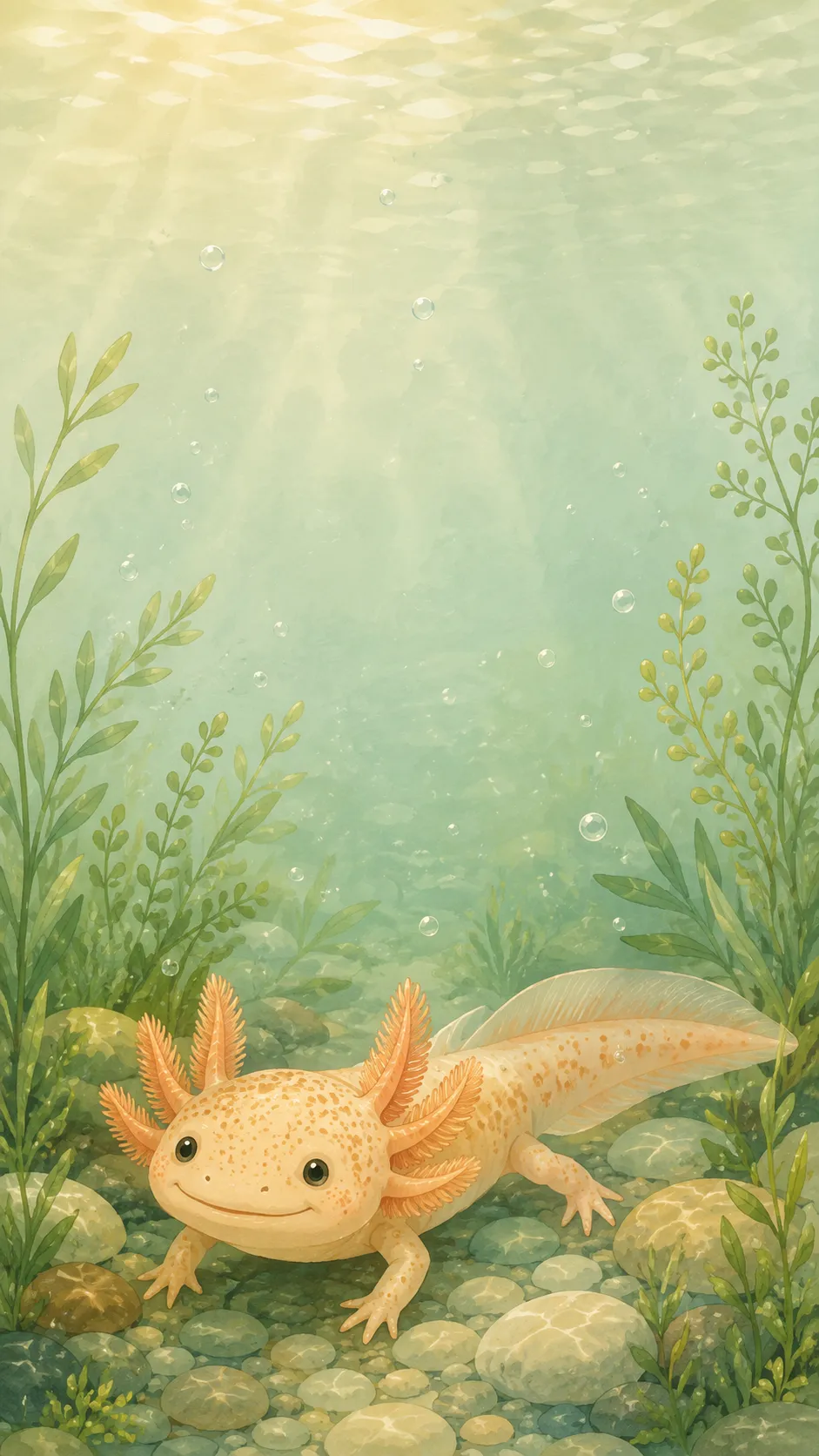 Copper Axolotl — a free Axolotl wallpaper (Soft warm copper freckles all over.)