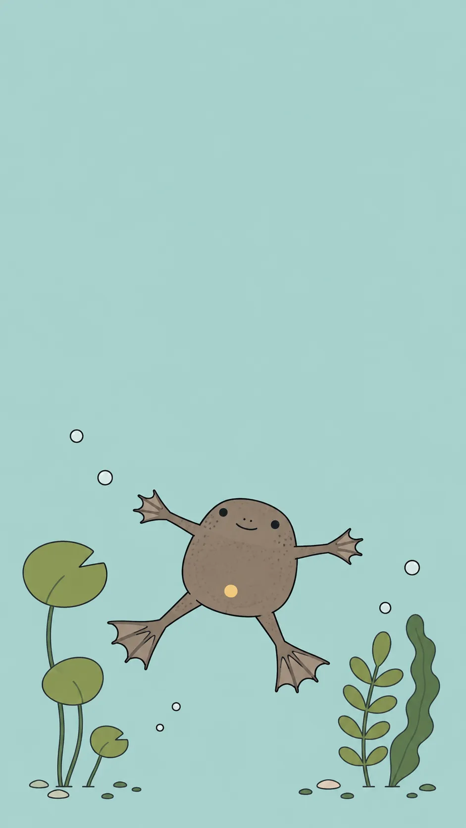 Kawaii African Dwarf Frog — a free African Dwarf Frog wallpaper (A tiny 'zen' float, arms out.)