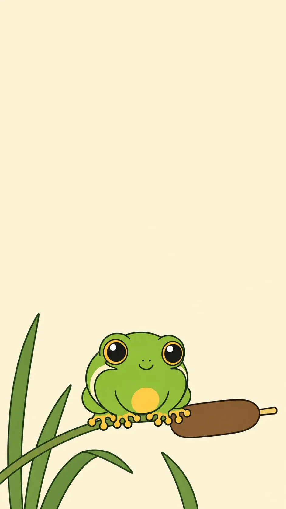 Kawaii Green Tree Frog — a free American Green Tree Frog wallpaper (A slim green charmer on a reed.)