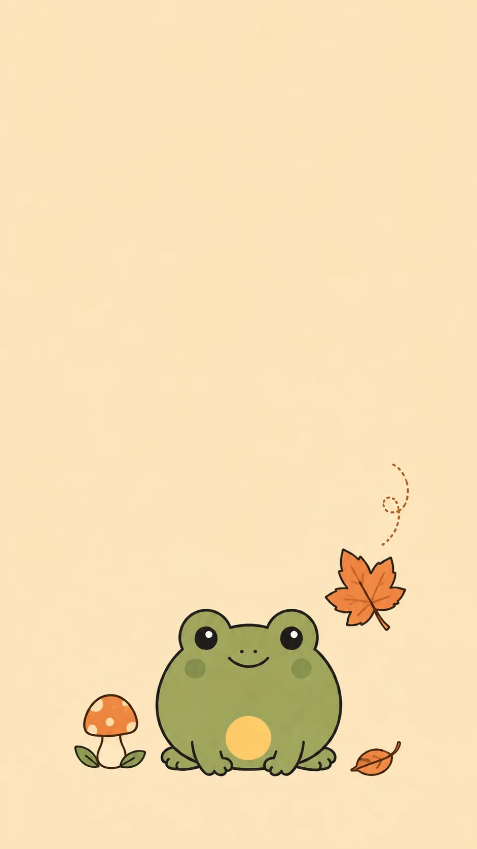 Kawaii Autumn — a cozy frog wallpaper