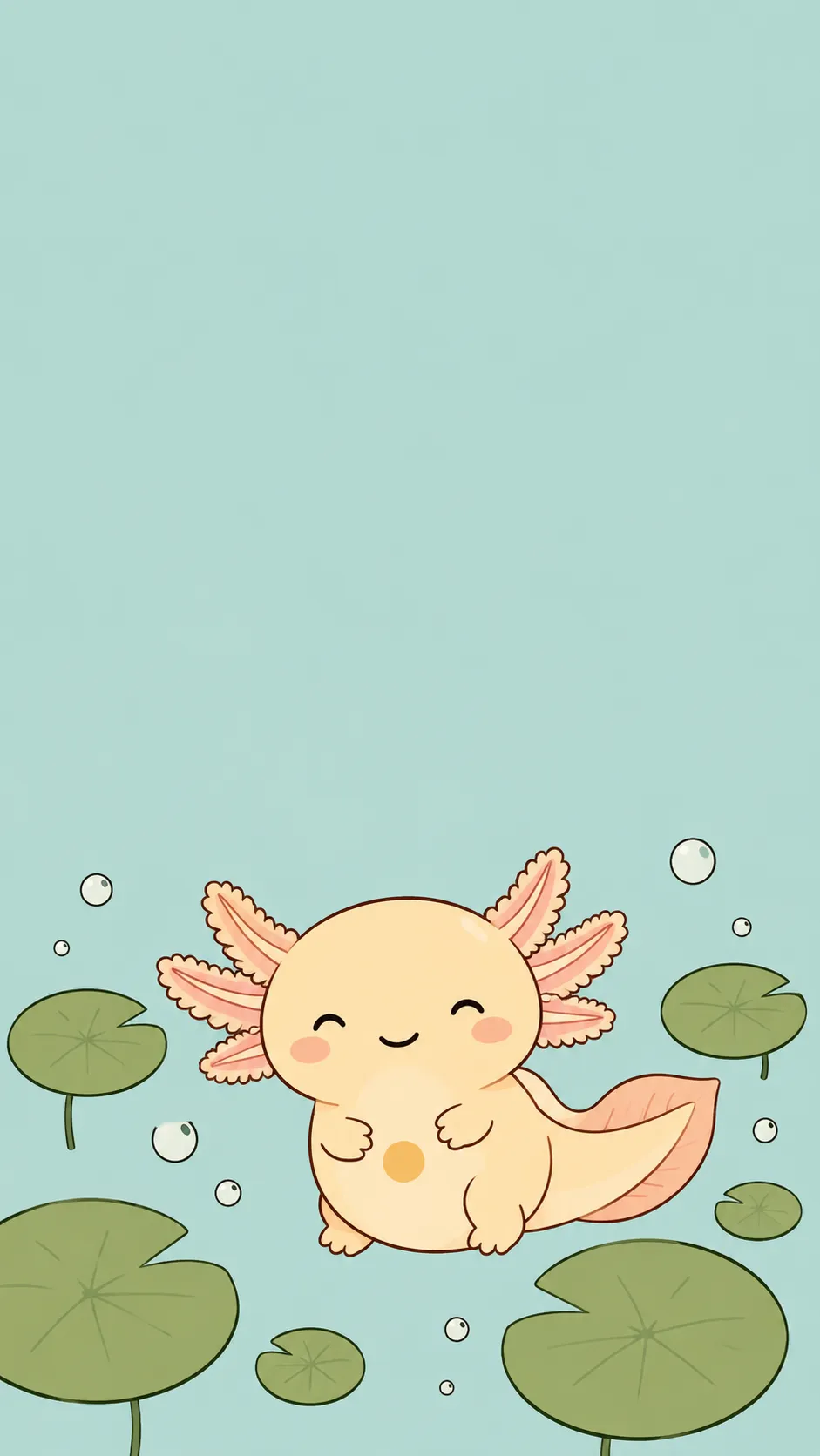 Kawaii Golden Axolotl — a free Axolotl wallpaper (Peachy-gold and shimmery.)