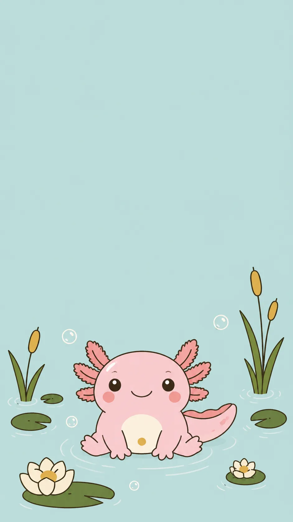 Kawaii Axolotl — a free Axolotl wallpaper (A chubby, smiley little axolotl.)
