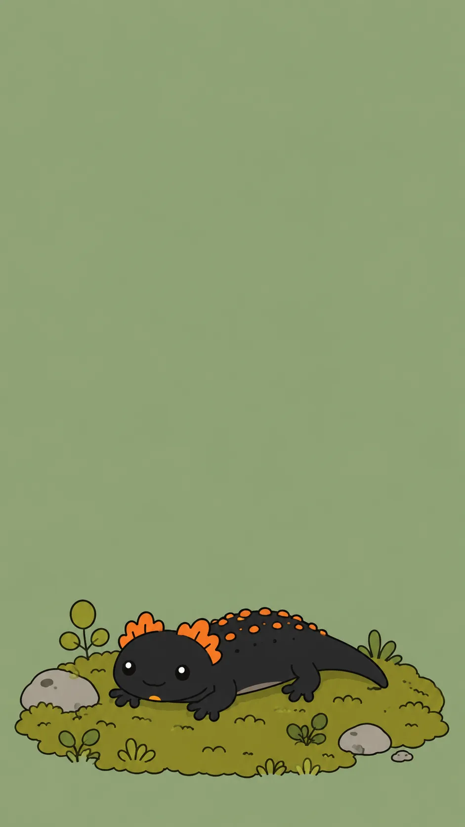 Kawaii Emperor Newt — a free Emperor Newt wallpaper (Bold orange ridges, knobbly back.)