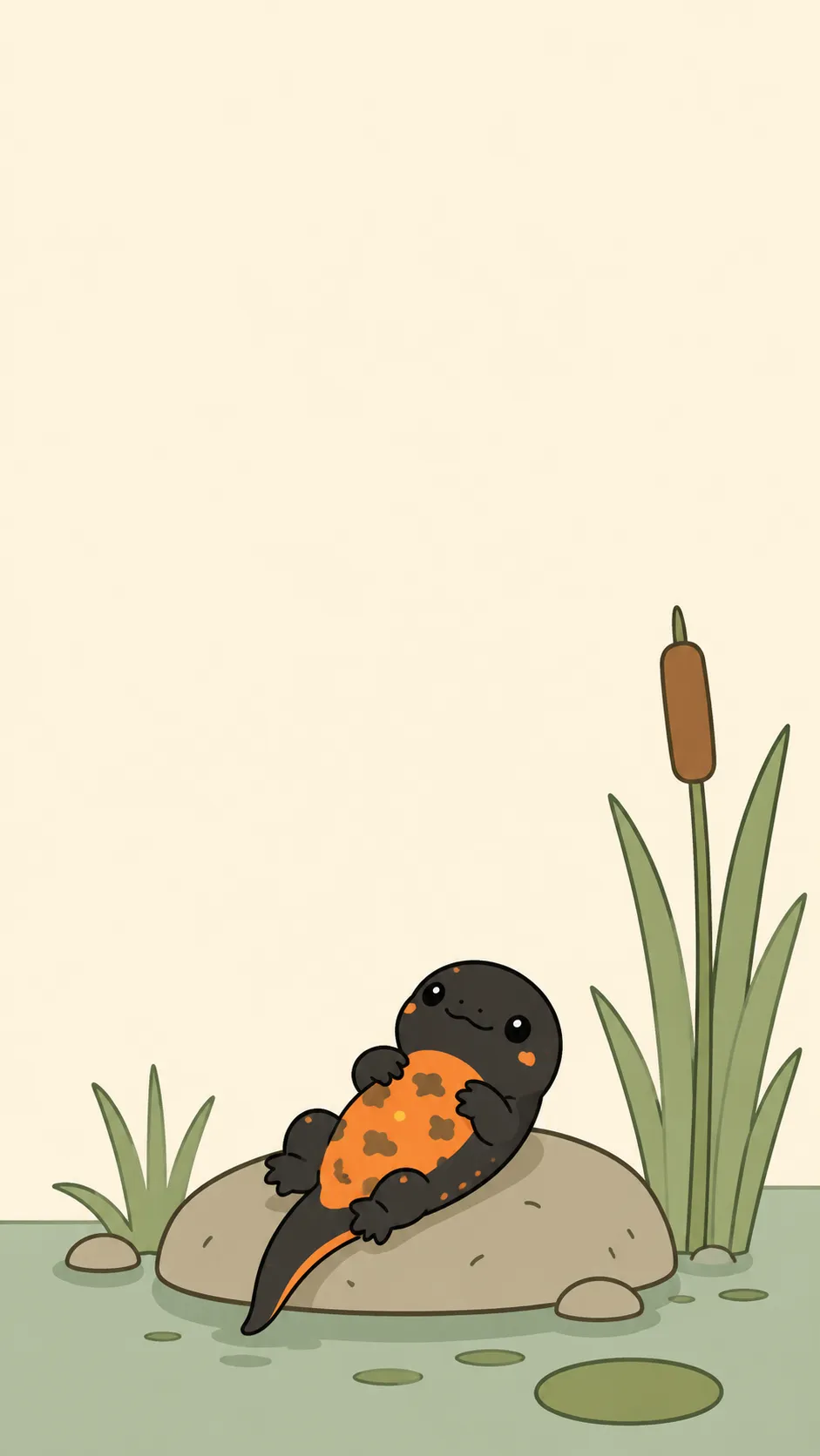 Kawaii Fire-Bellied Newt — a free Chinese Fire-Bellied Newt wallpaper (A warm orange glow beneath.)