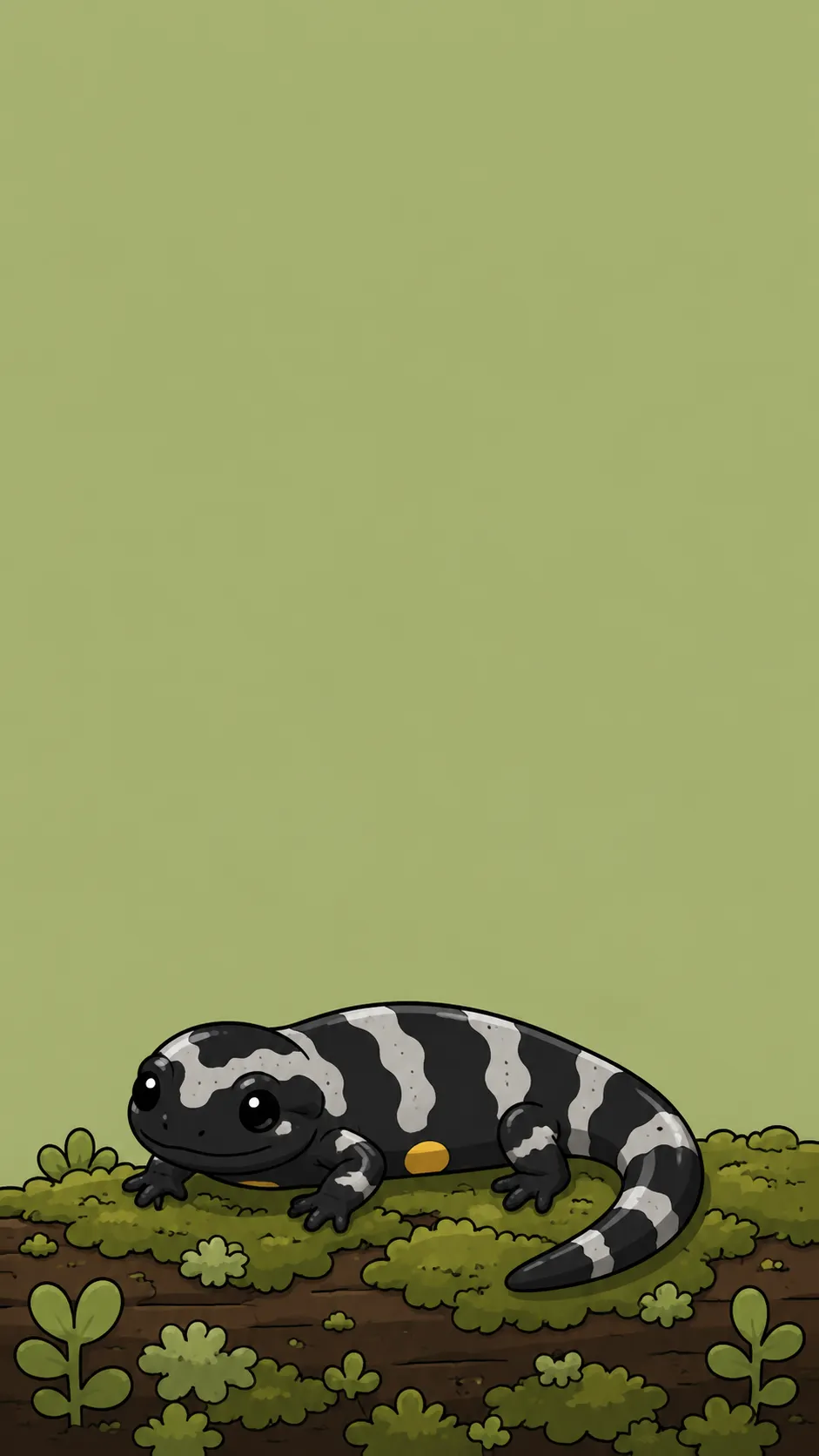 Kawaii Marbled Salamander — a free Marbled Salamander wallpaper (Silver-white bands on black.)
