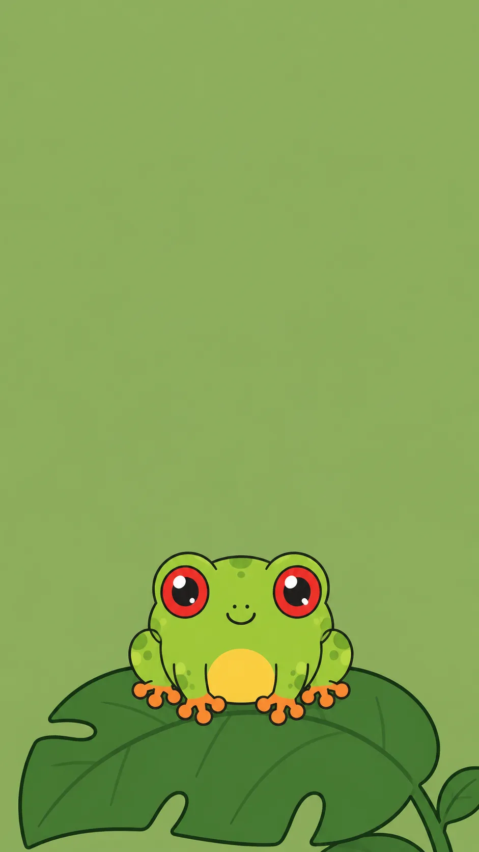 Kawaii Red-Eyed Tree Frog — a free Red-Eyed Tree Frog wallpaper (Big ruby eyes, tiny orange feet.)