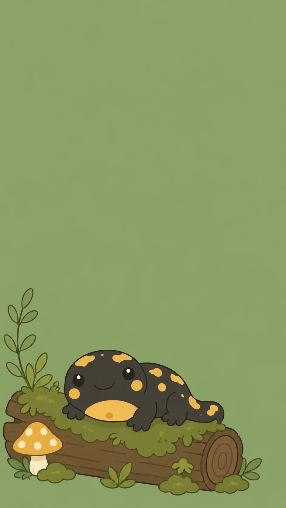 Kawaii Salamander — a free Fire Salamander wallpaper (A little secret-keeper on a log.)