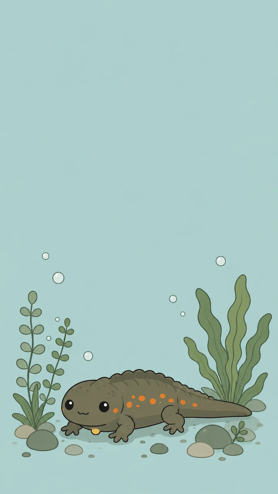 Kawaii Spanish Ribbed Newt — a free Spanish Ribbed Newt wallpaper (A long newt with orange rib-tips.)