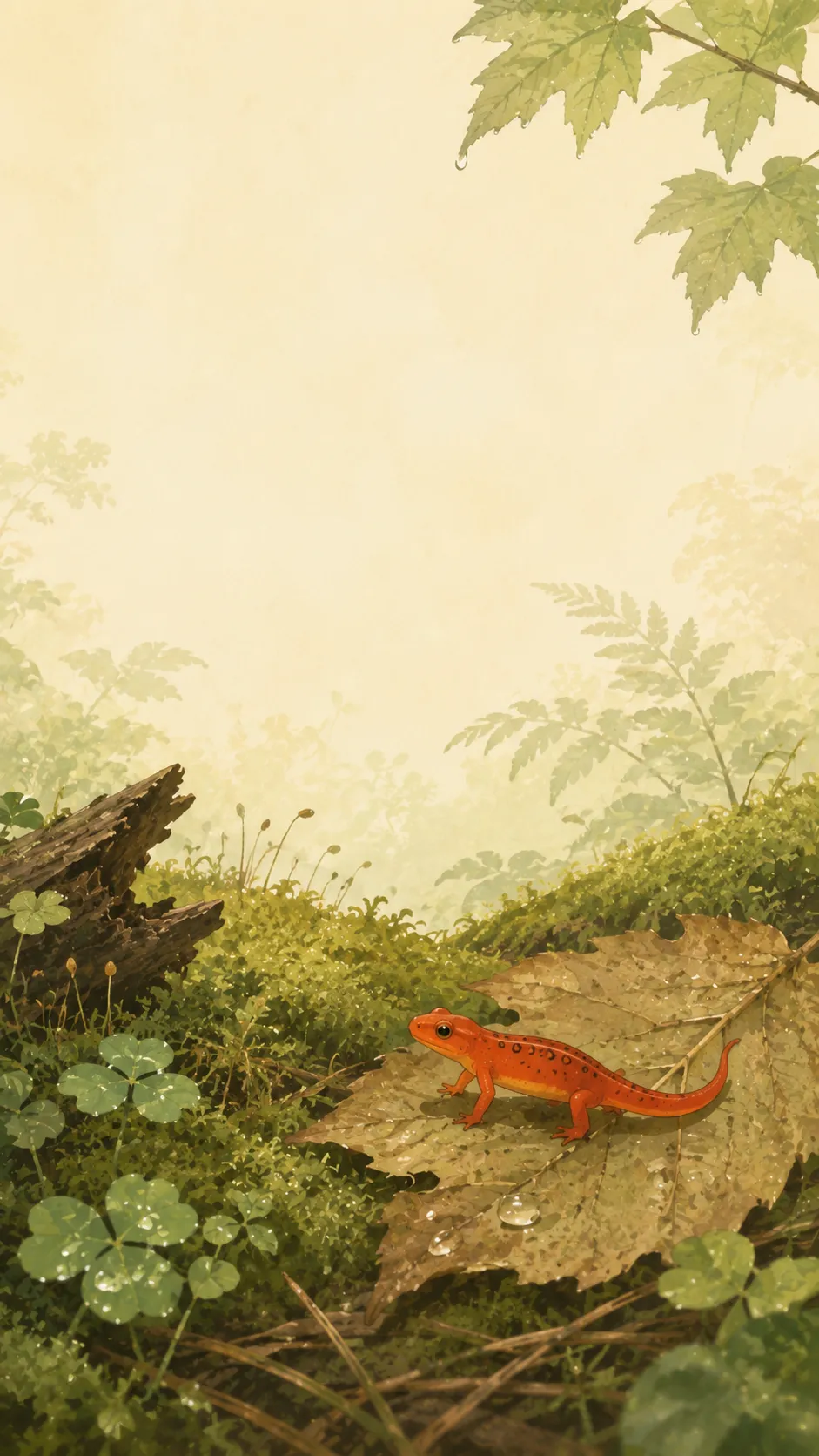 Red Eft — a free Eastern Newt wallpaper (The bright orange land stage of the eastern newt.)