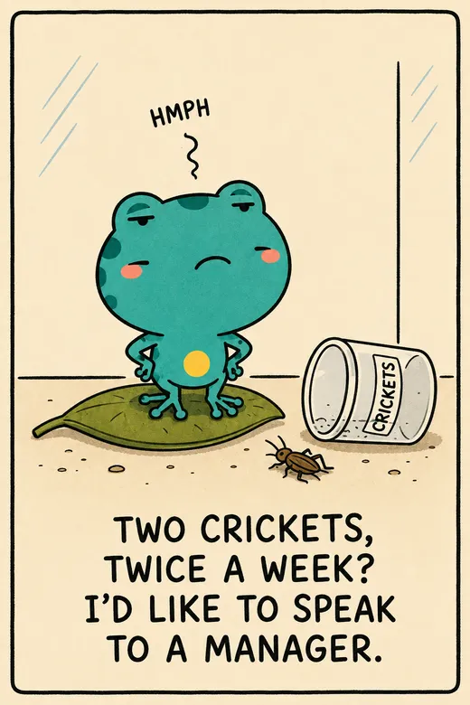 A cozy Bognook cartoon of the White's Tree Frog.